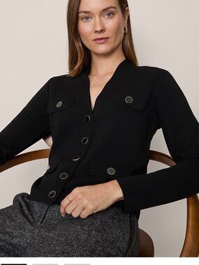 nwt ANN TAYLOR v neck novelty button sweater jacket xs p